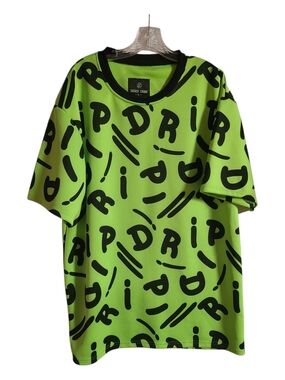 Sacred Crown Neon Green Drip All Over Print Streetwear Shirt XL Oversized